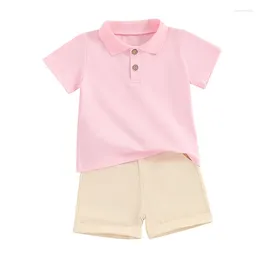 Clothing Sets Toddler Baby Boy Outfits Short Sleeve Lapel Button Up Tops And Shorts Solid Color Summer Clothes