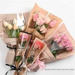 Gift Wrap Rose Bouquet Wrapping Sleeve Plastic Bags Waterproof Valentine's Day Single Flower Packaging Bag Packing