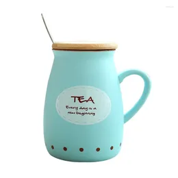 Mugs Ceramic Tea Mug With Bamboo Lid And Spoon Creative WATER MILK Porcelain Coffee Cups Breakfast Drinkware