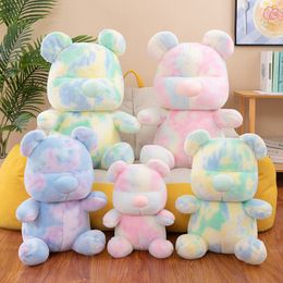 Cross-border foreign trade Colourful bear doll cute large rabbit hair bear plush toy throw pillow girl gift claw machine doll