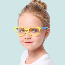 Sunglasses Optical glasses frame suitable for children boys girls Myopia glasses frame with 0 degree lens flat spot children neutral F8142 d240513