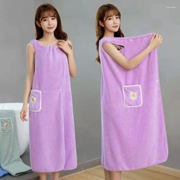 Towel Wearable Bath Women Pineapple Check Embroidered Bathrobe Bathroom Absorb Water Polyester Sexy Dry Hair Skirts Home Textile