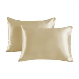 Pillow 2pcs Imitation Silk Pillowcase Solid Color Double Complexion Savvy Sleepers Satin Standard Pillows Cases