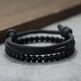 Charm Bracelets Noter Fashion 2Pcs Men Bracelet Set 2024 Handmade Sliding Adjustable Paracord Braslet Summer Jewellery Surfer Nautical Braclet