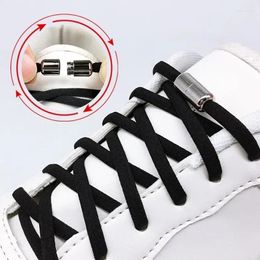 Shoe Parts 1Pair Shoelaces Without Ties For Kids Adult Quick Lazy Laces Women Men Metal Lock Elastic Sneakers Strings