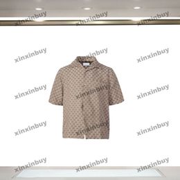 xinxinbuy Men designer Tee t shirt 2024 Italy Double letter jacquard fabric denim fabric 1854 sets short sleeve cotton women black blue Khaki XS-2XL