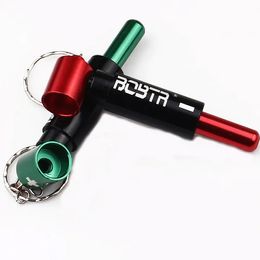 Battery Shaped Smoking Pipe With Keychain Metal Tobacco Oil Burner Pipes Bong Portable For Smoke Herb Men Gift Pendant