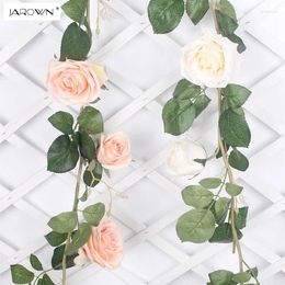 Decorative Flowers JAROWN Artificial Rose Flower Vines Simulation For Wedding Home Garden Decoration Accessory