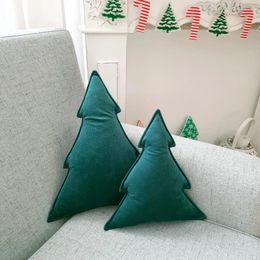 Pillow Custom Christmas Tree Velvet Green Decorative Soft Xmas Winter Shaped Smooth Plush