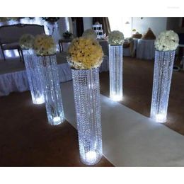 Candle Holders 120CM/ 47" Tall 22 CM Diameter Crystal Wedding Road Lead Acrylic Centrepieces For Marriage Event Party Decoration 6PCS