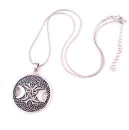 Triple Moon Goddess Wicca Pentagram Magic Amulet Necklace Women Tree Moon Necklaces Pendants Vintage Jewelry1114766