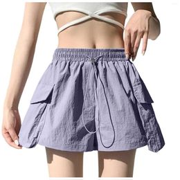 Women's Shorts Womens Pants Suit Casual Work Women Fashion Pocket Cargo High Waist Drawstring Wide Leg Slimming Sports