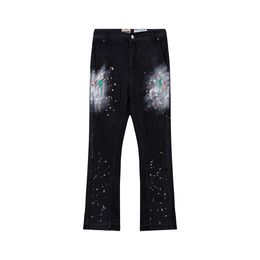 Black Jeans Pants For Men Women Printing Washed Joggers Trousers