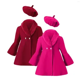 Clothing Sets Christmas Toddler Girl Solid Colour Patchwork Wool Collar Coat Hat Set For 1 To 6 Years Checke Crop Tops Po Prop Crib