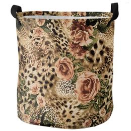 Laundry Bags Leopard Flower Foldable Basket Large Capacity Hamper Clothes Storage Organizer Kid Toy Sundries Bag