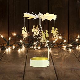 Candle Holders Go-round Candlestick Rotating Spin Carousel Tea Light Holder Reindeer Leaf Candlelight Christmas Decorations For Home #29