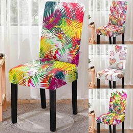 Chair Covers Elastic 3D Print Dining Cover Strech Multicolor Leaf Heart Butterfly Seat For Kitchen Stool Home Decor