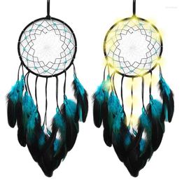 Decorative Figurines Dream Catchers Creative Blue Feather Catcher DIY Wind Chime Pendant Durable Wall Hanging Decoration Ornament For Home