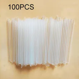 Drinking Straws 100pcs Clear/Mix Disposable Straight Tip Lengthened Thin Straw Juice Coffee Wedding Birthday Party Supplies