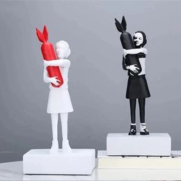 Bomb Hugger Banksy Sculpture Modern Resin Sculpture Figurines Design Ornaments Office Home Decor Living Room Decoration Crafts 240506