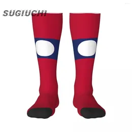 Men's Socks Laos Flag Polyester 3D Printed For Men Women Casual High Quality Kawaii Street Skateboard