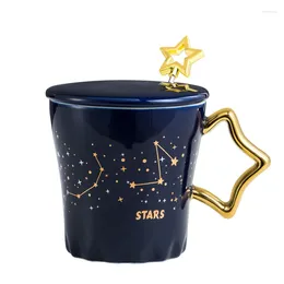 Mugs 400ml Modern Fashion Constellation Ceramic Cup Large Capacity Spoon With Lid Creative Golden Coffee