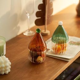 Storage Bottles Christmas Creative Glass High-looking Kitchen Ingredient Bottle Hat Shape Grains Candy Tea Jar
