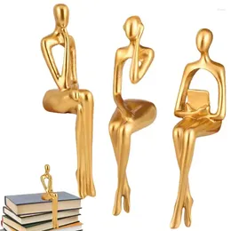 Decorative Figurines Sitting Figure For Shelf | Thinking Table Decorations Living Room Set Of 3 Resin Collectible Home Livi