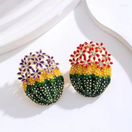 Brooches 1PCS Fashion Enamel Cactus Flower Brooch Pin Coat Clothing Jewellery Party Accessories Gifts For Women