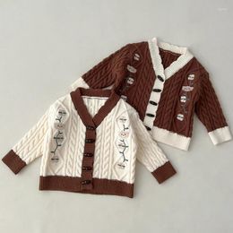 Jackets 0-3Y Toddler Baby Boy Knitwear Children Cardigans Girls Clothes Cartoon Embroidery Knit Sweater Kids Jackt Autumn Coat Outerwear