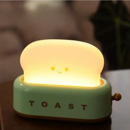 Bread Toast Light Toaster Nightlight Creative Rechargeable Led Lamp Bedroom For Birthday Gift 240507