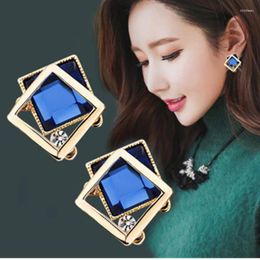 Stud Earrings Korean Fashion Double-Layer Square Crystal Wild Temperament Long Glass Women Jewellery