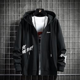 Zip Up Casual For Spring Autumn Black Hoodie Sweatshirt Men Hip Hop Skateboard Streetwear Clothes Oversize 6XL 7XL 8XL 240428