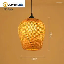 Chandeliers High Quality Handwoven Natural Rustic Asian Pendant Rattan Bamboo Lamp Shade Light Housing Lantern Hanging