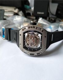 men039s sport watch top sell Man watches mechanical Hand Wind wristwatch black rubber strap skull dial 022t8254106