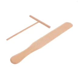 Baking Tools 2 Pcs Crepe Rake Tortillero Pizza Butter Spreading Tool Wooden Spreader Frying Pans