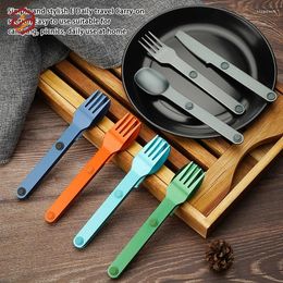 Dinnerware Sets 3PCS Camping Utensils Set Connect Magnetic Knife Fork Spoon Flatware Portable Cutlery Travel Carry Kits Parts