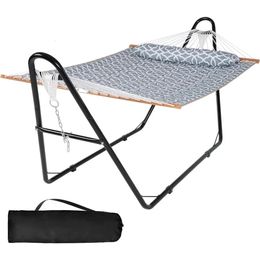 Grey Pattern Outdoor Furniture Extra Large Two Person Patio Hammock Double Portable Hammock With Stand Included 475 Lbs Capactiy 240429