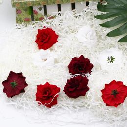 Decorative Flowers 20Pcs 4.8cm Velvet Rose Simulation Flower Head For DIY Wedding Decoration Dress Corsage Headdress