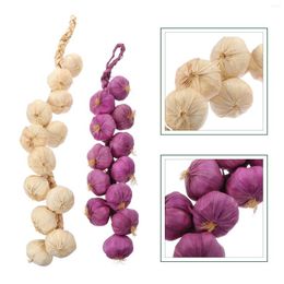 Decorative Flowers 2 Pcs Simulated Garlic Skewers Hanging Farmhouse Decorations Pography Props Model (white Purple) 2pcs/pack Fake