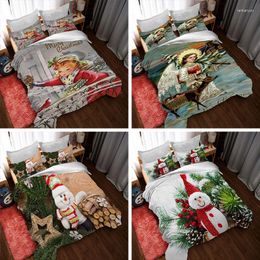 Bedding Sets Christmas Santa Printed Set 3 Cover Bed Gift Children Piece Duvet Pillowcase For Double Cotton