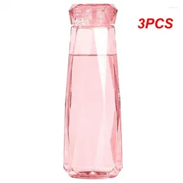 Water Bottles 3PCS Glass Handy Cup 420ml Multifunctional Sealing Up Heat-resisting Practical Bar Supplies Colourful High Capacity