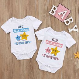 Rompers Happy Mothers Day I love you celebrity printed baby tight fitting clothes newborn short sleeved jumpsuits Mothers Day baby jumpsuitsL2405