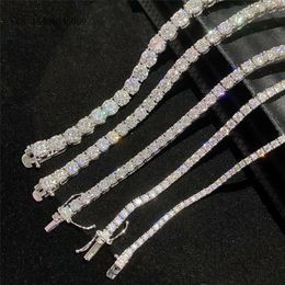 Pass Diamond Tester Iced Out VVS 2/3/4/5/6.5Mm Moissanite Bracelet Sterling Sier Tennis Necklace Chain