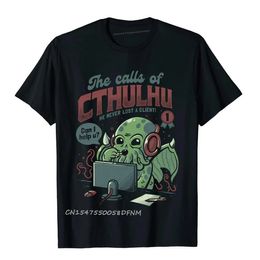 The Calls Of Cthulhu Top T-shirts Gothic Fitted Cotton Tops Shirts Street for Adult Luxury Camiseta Christmas Tee Shirt 240511