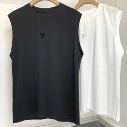 Men's Tank Tops Summer Round Neck Sleeveless T-shirt For Men And Women Loose Flocked Print One-shoulder Sports Fitness Oversized Top