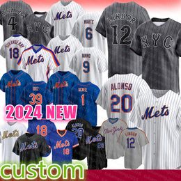 Francisco Lindor Pete Alonso Baseball Jerseys New Francisco Alvarez Starling Marte York Mets Brandon Nimmo Darryl Strawberry Edwin Diaz Jeff McNeil Kodai Senga