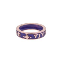 Brand Westwoods enamel letter ring simple and high-end multi-color couple straight hair Nail
