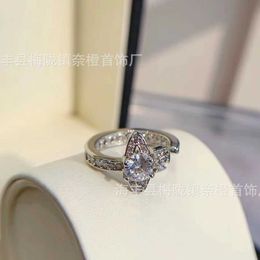 Brand Westwoods Micro Diamond Opening Saturn Ring Single 925 Silver Zircon Female Live Broadcast Nail I8UH