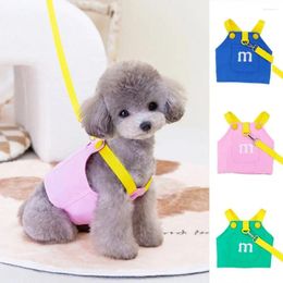 Dog Collars Letter Harness Vest Pet Accessories With Traction Rope Soft Breathable Chest Back Outdoor